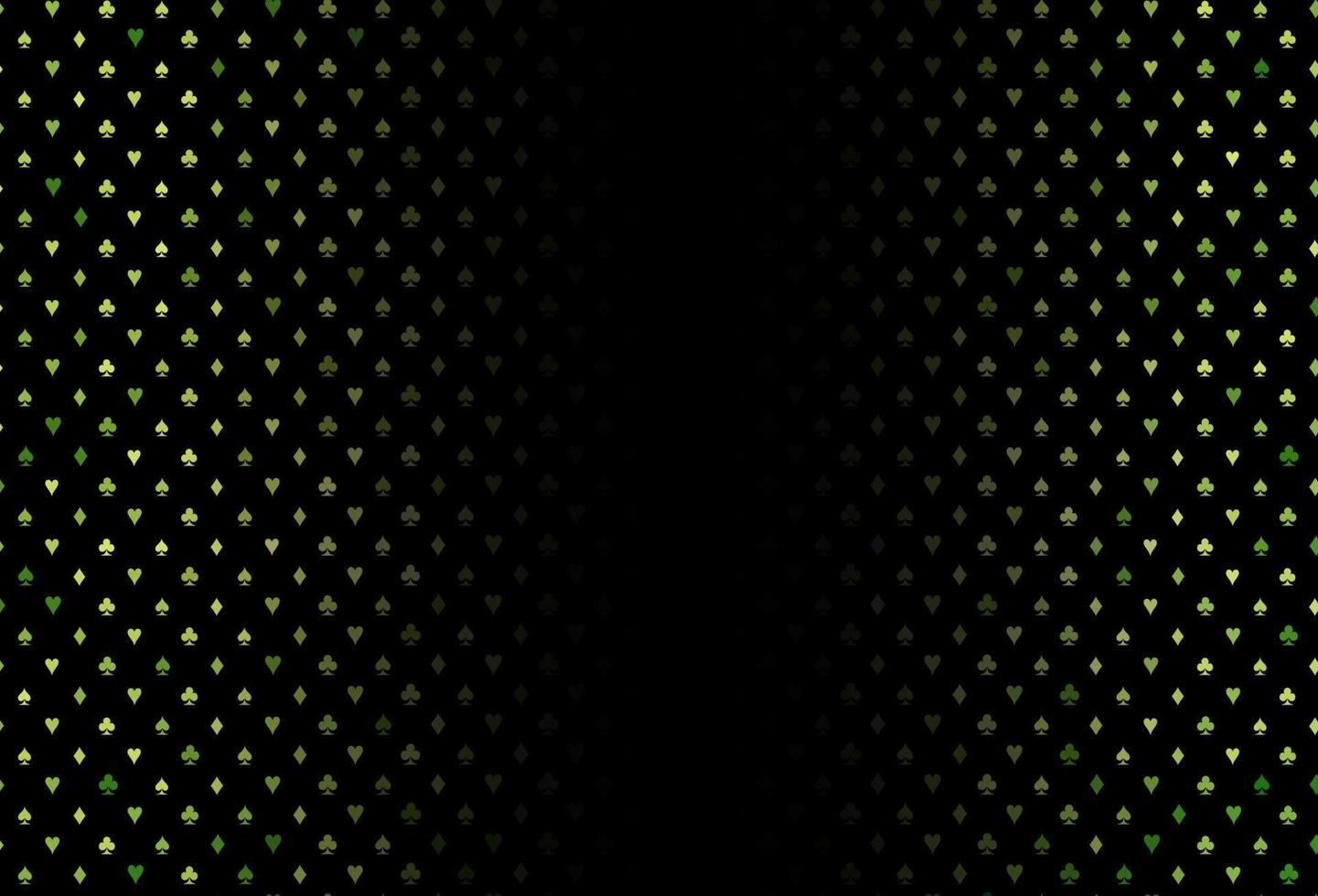 Dark green, yellow vector background with cards signs.