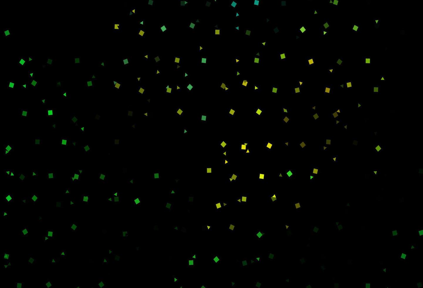 fondo de vector verde oscuro, amarillo con triángulos, círculos, cubos.