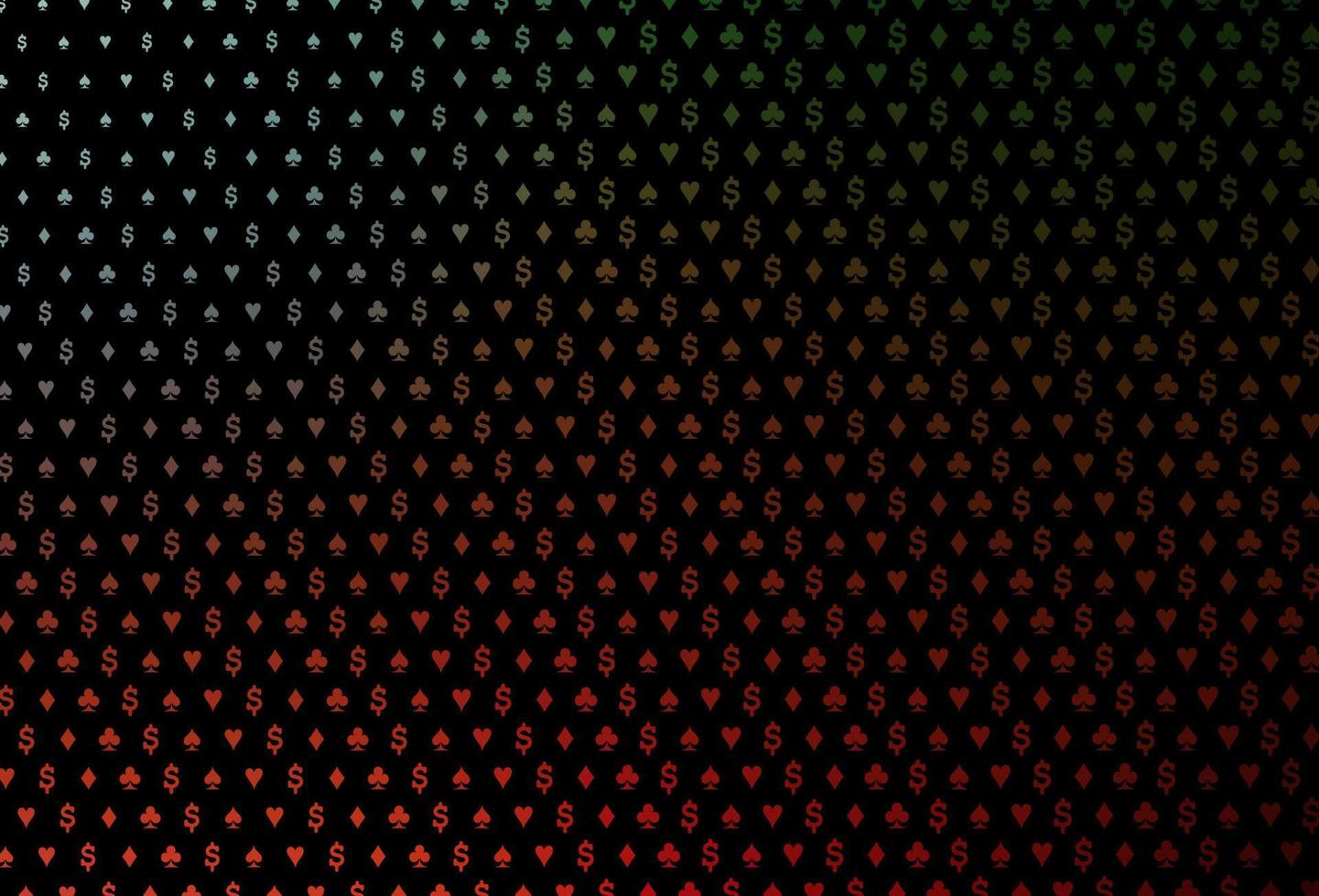 Dark green, red vector texture with playing cards.