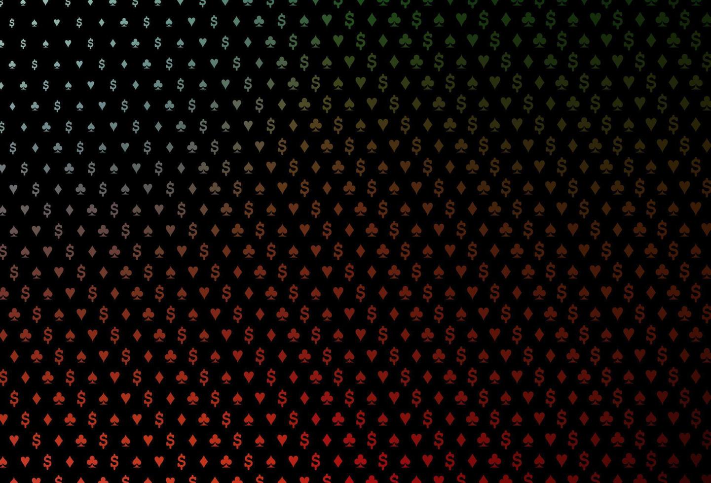 Dark green, red vector texture with playing cards.