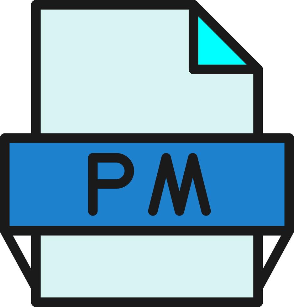 icono de formato de archivo pm vector