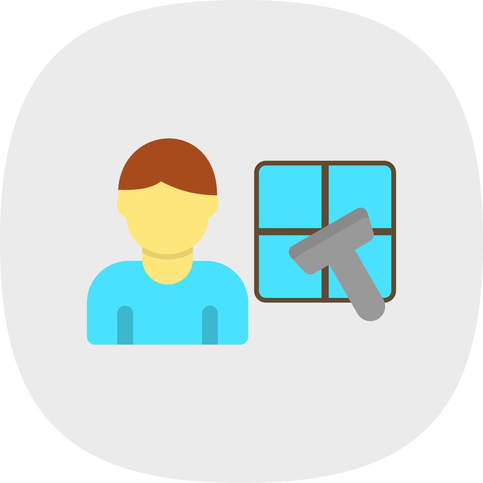 Man Cleaning Window Vector Icon Design