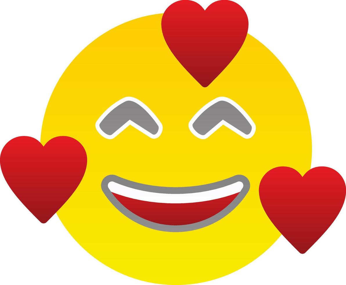 cara sonriente con diseño de icono de vector de corazones