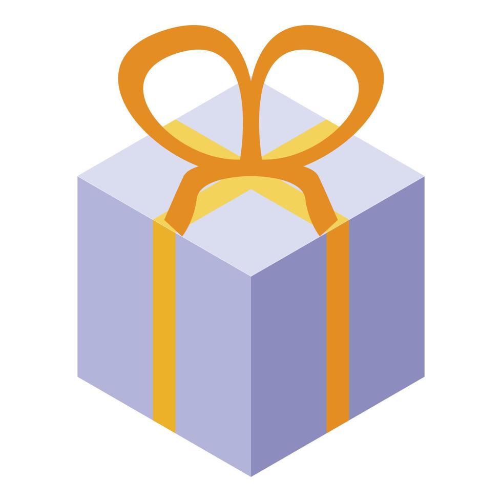 Office party gift box icon, isometric style vector