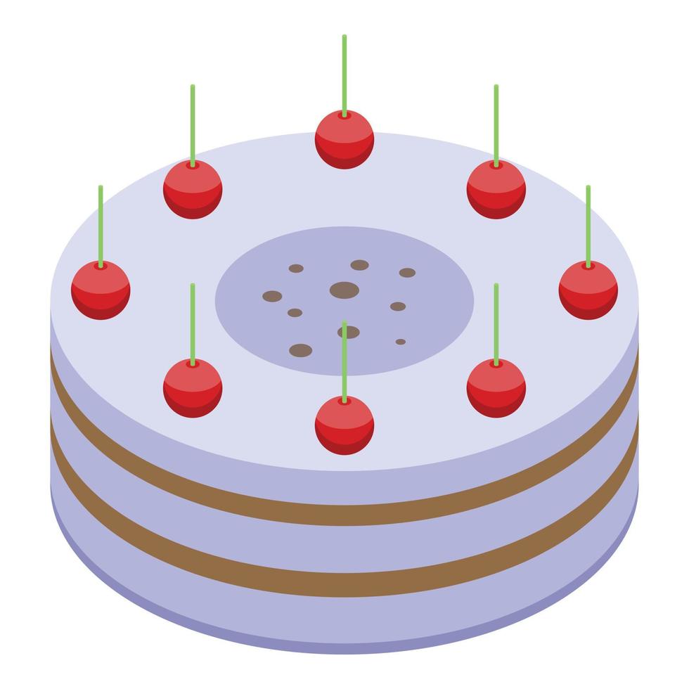 Office party cake icon, isometric style vector