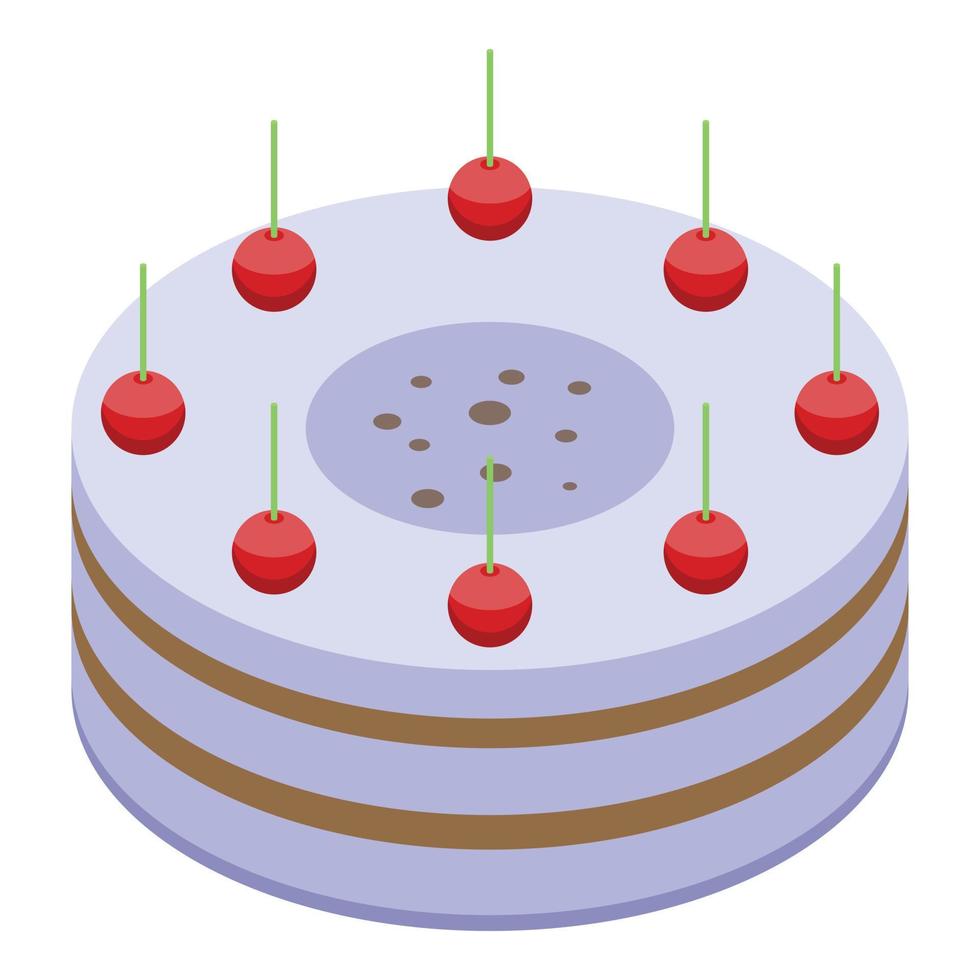 Office party cake icon, isometric style vector