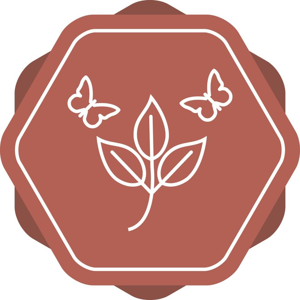 Unique Butterfly on Leafs Vector Line Icon