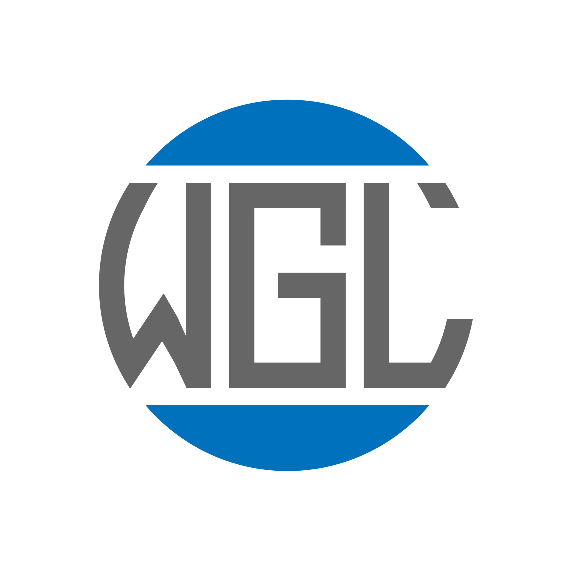 WGL letter logo design on white background. WGL creative initials