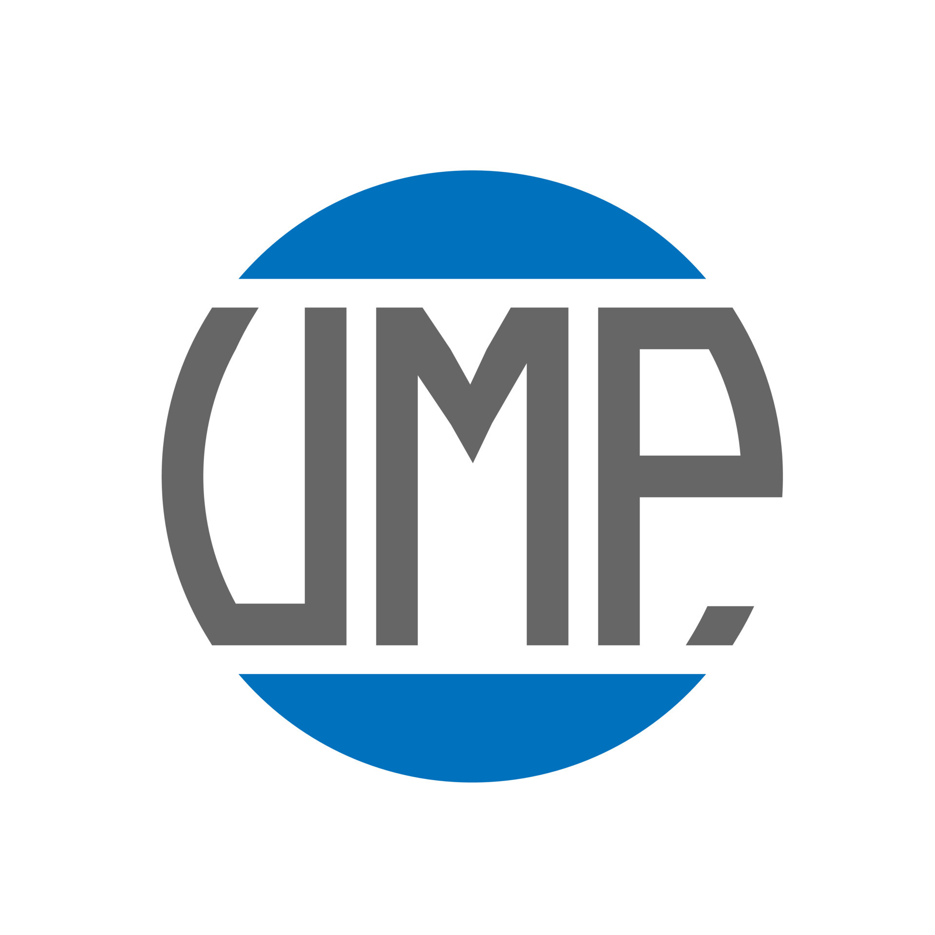 VMP letter logo design on white background. VMP creative initials