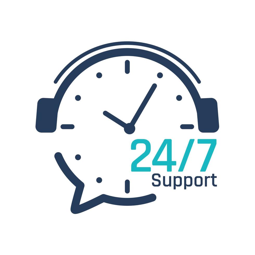 24 hour service icon.Headphone Talk Support over the phone to consult customer problems. vector