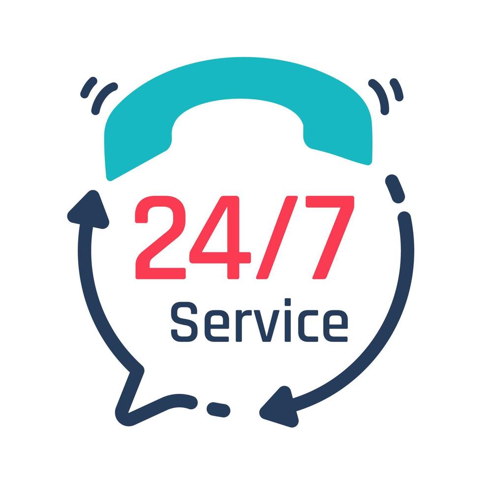 24 hour service icon.Speech bubbles. Phone support consulting customer problems. vector