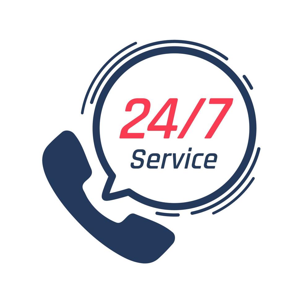 24 hour service icon.Speech bubbles. Phone support consulting customer problems. vector