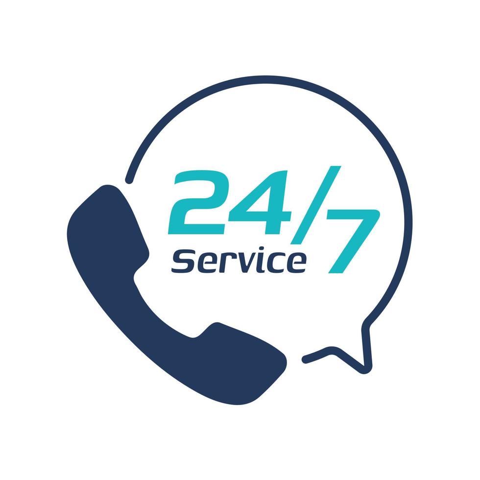 24 hour service icon.Speech bubbles. Phone support consulting customer problems. vector