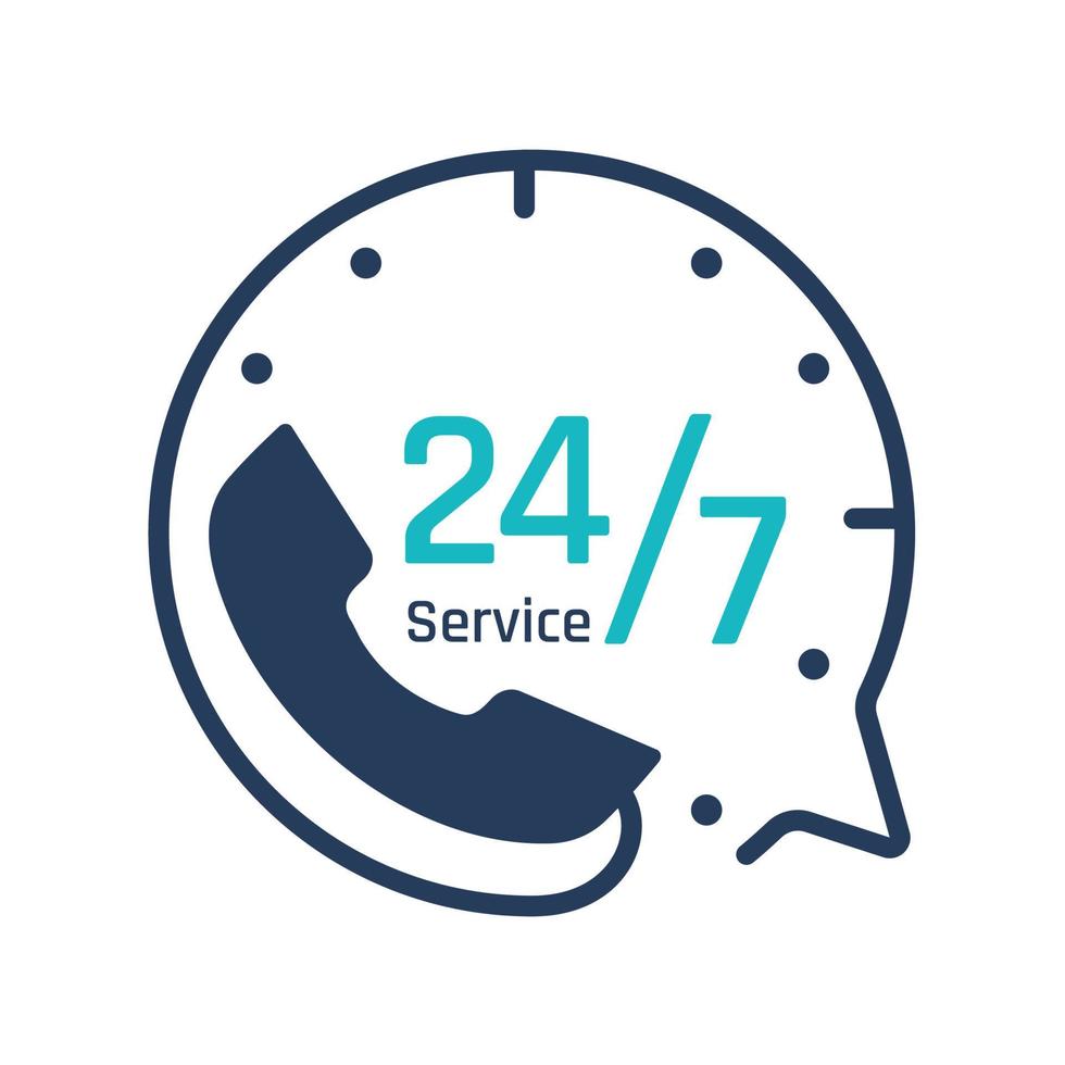 24 hour service icon.Speech bubbles. Phone support consulting customer problems. vector