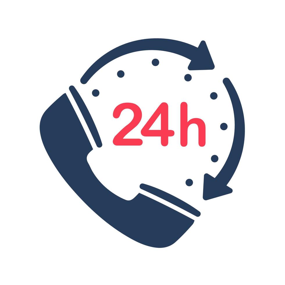 24 hour service icon.Speech bubbles. Phone support consulting customer problems. vector