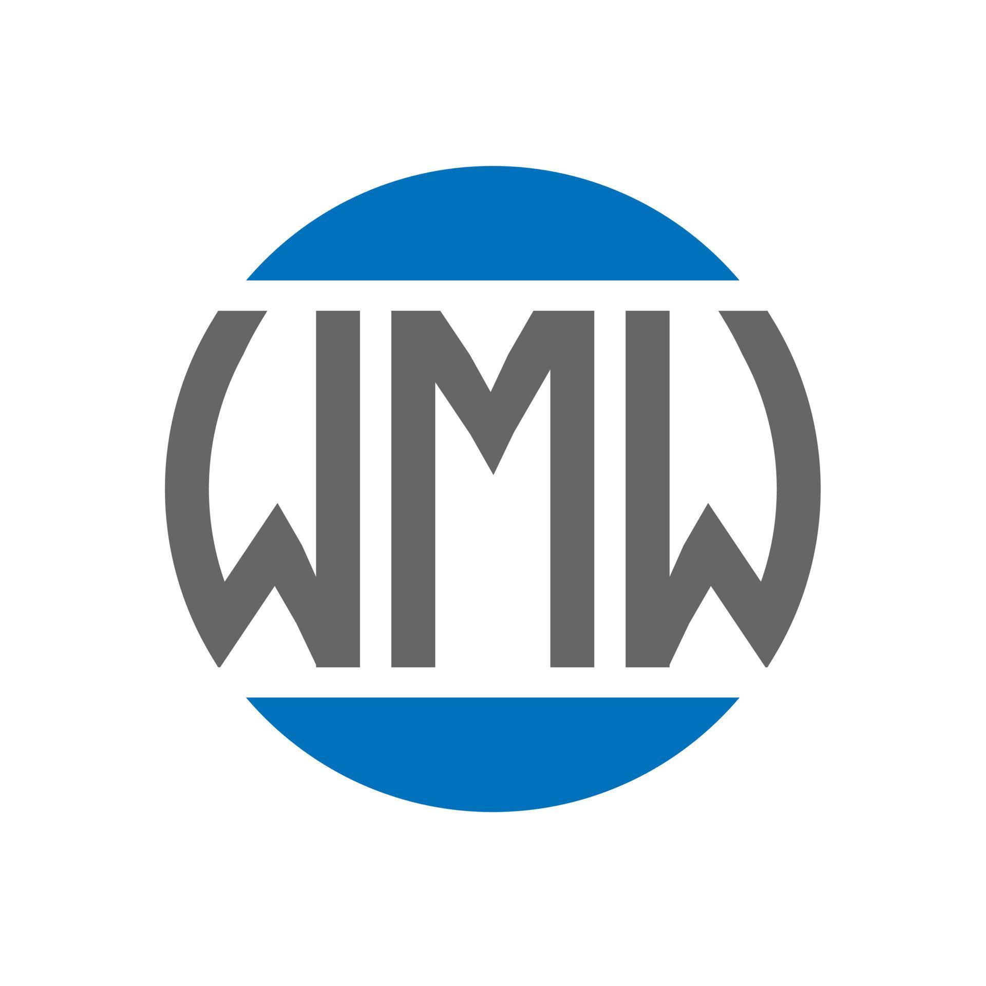 WMW letter logo design on white background. WMW creative initials