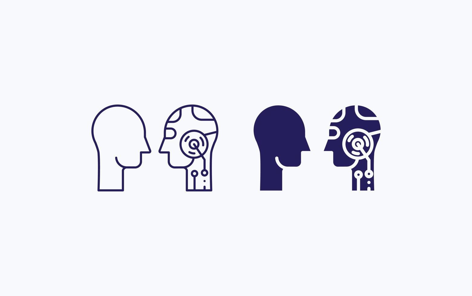 Human vs robot illustration icon vector