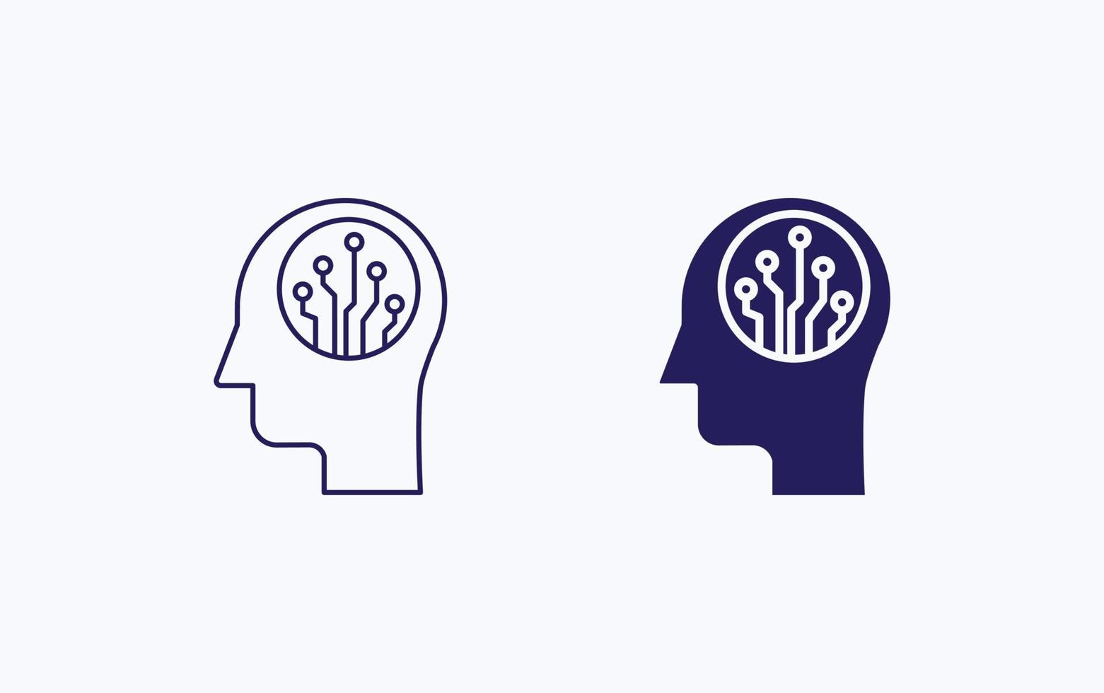 Ai robot thinking illustration icon vector