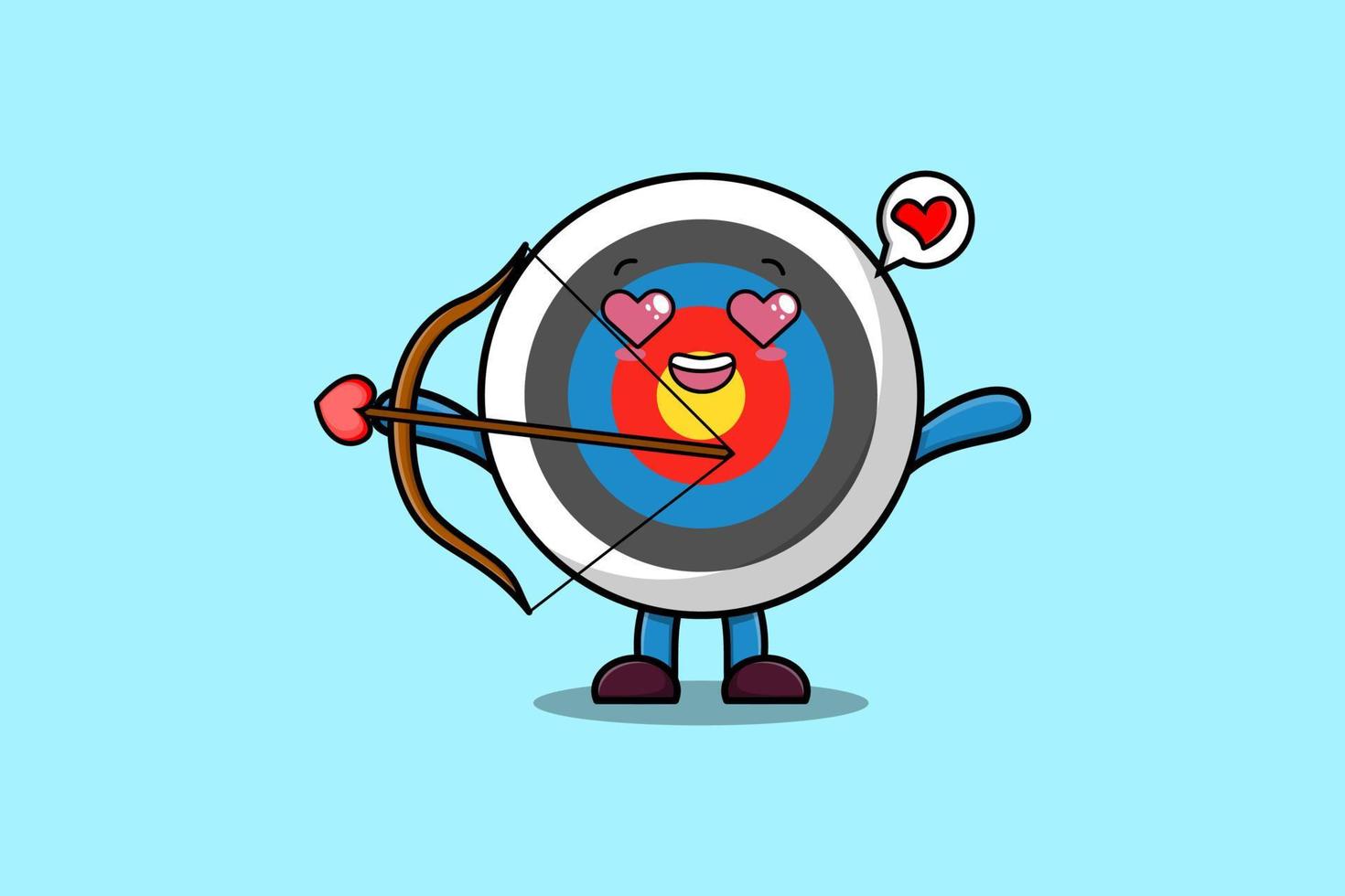 mascota de dibujos animados lindo objetivo de tiro con arco de cupido romántico vector