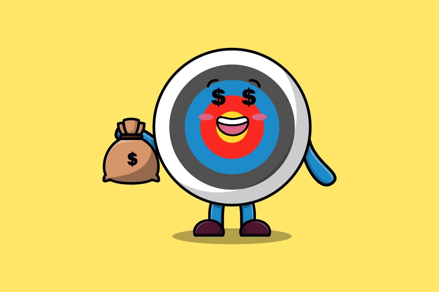 cartoon Crazy rich Archery target with money bag vector