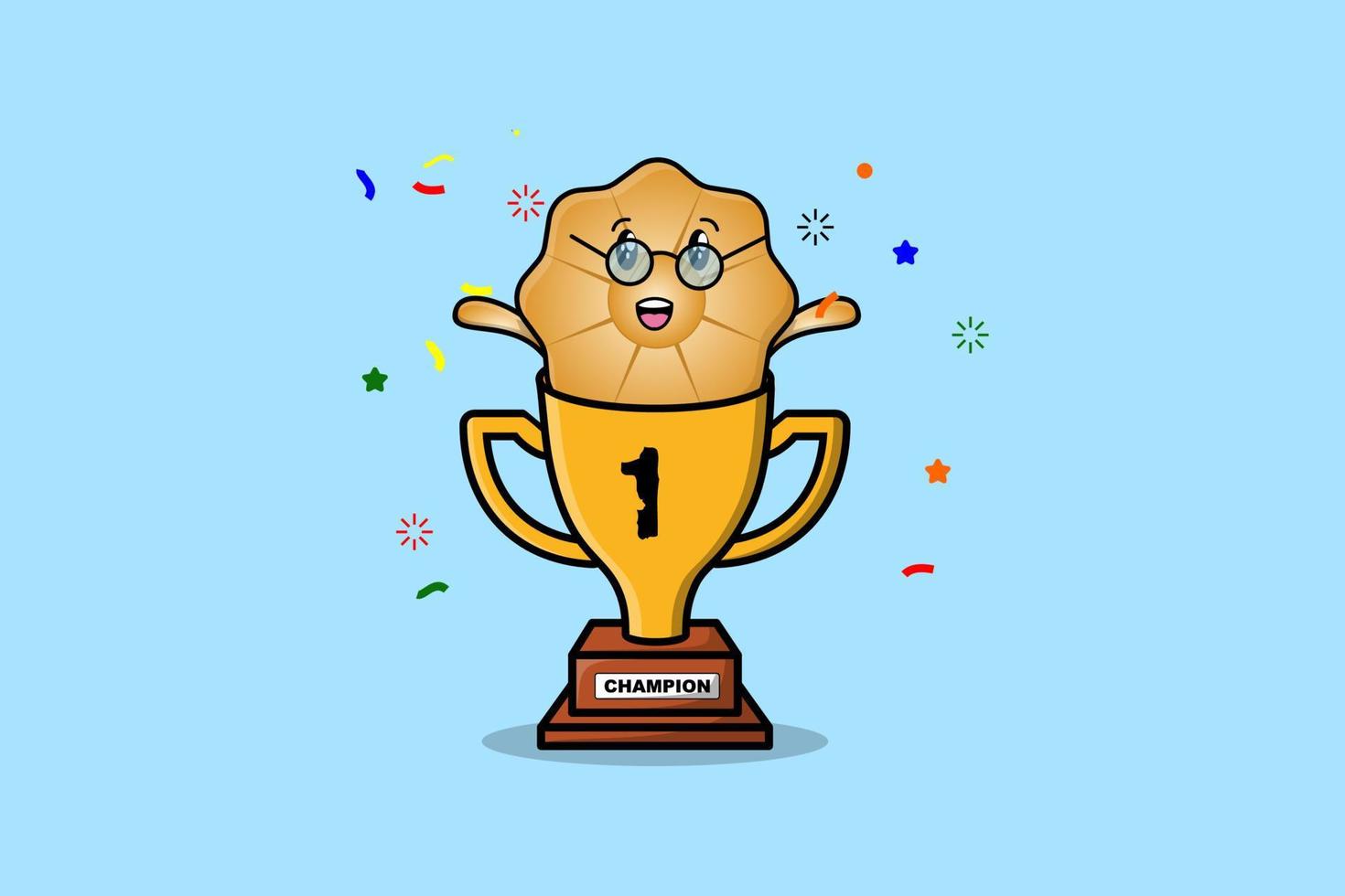 Cute cartoon Cookies character in trophy vector