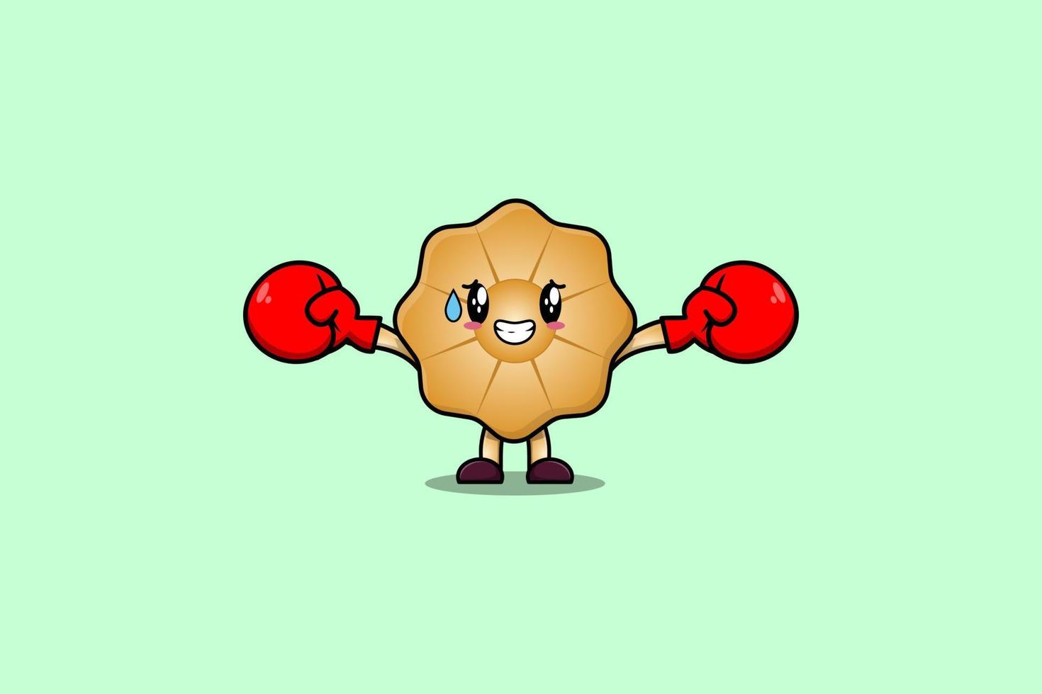 Cute cookies mascota dibujos animados jugar deporte con boxeo vector