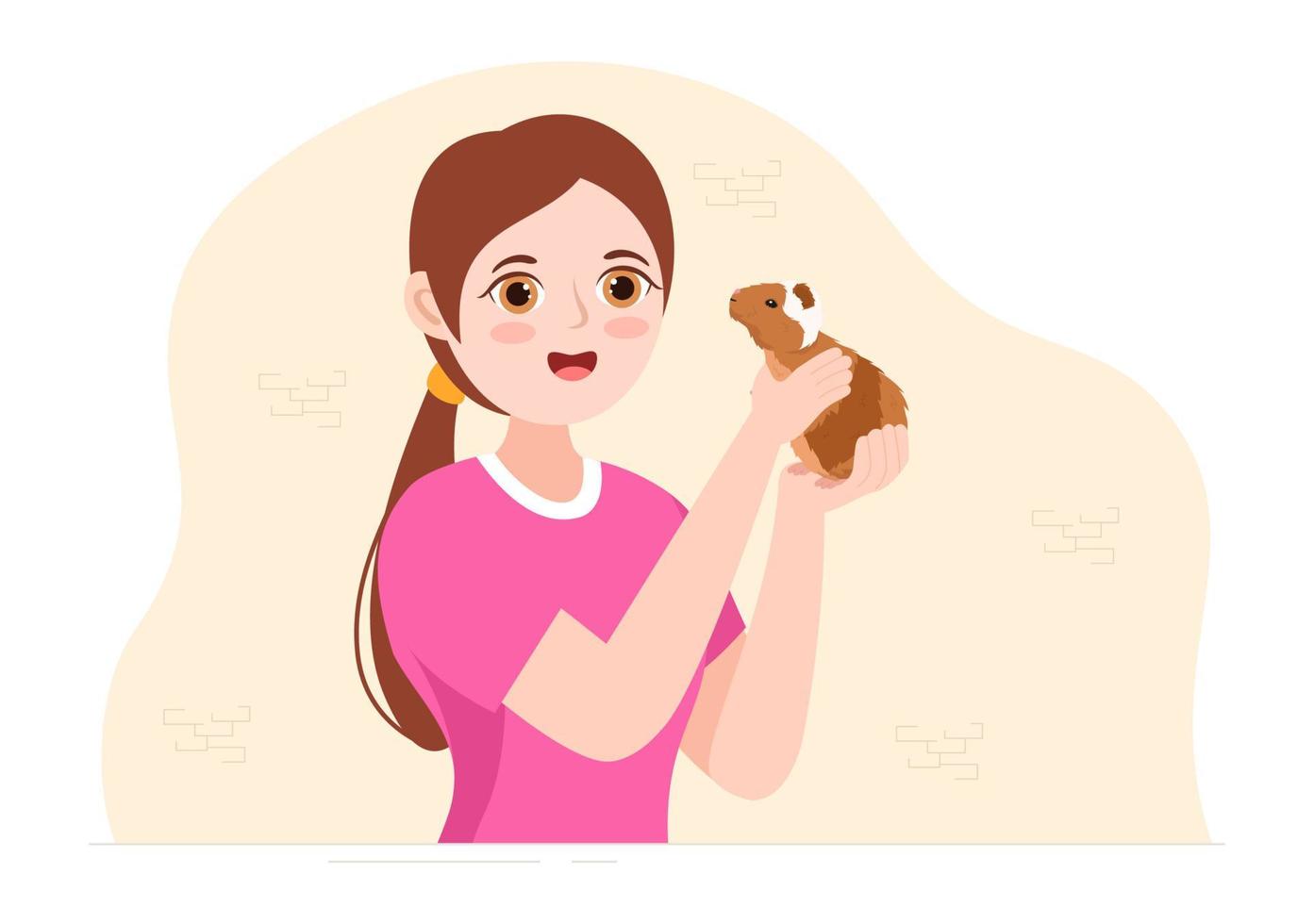 conejillo de indias mascotas hámsters animales razas adecuadas para póster o tarjeta de felicitación en dibujos animados lindos planos dibujados a mano plantillas ilustración vector