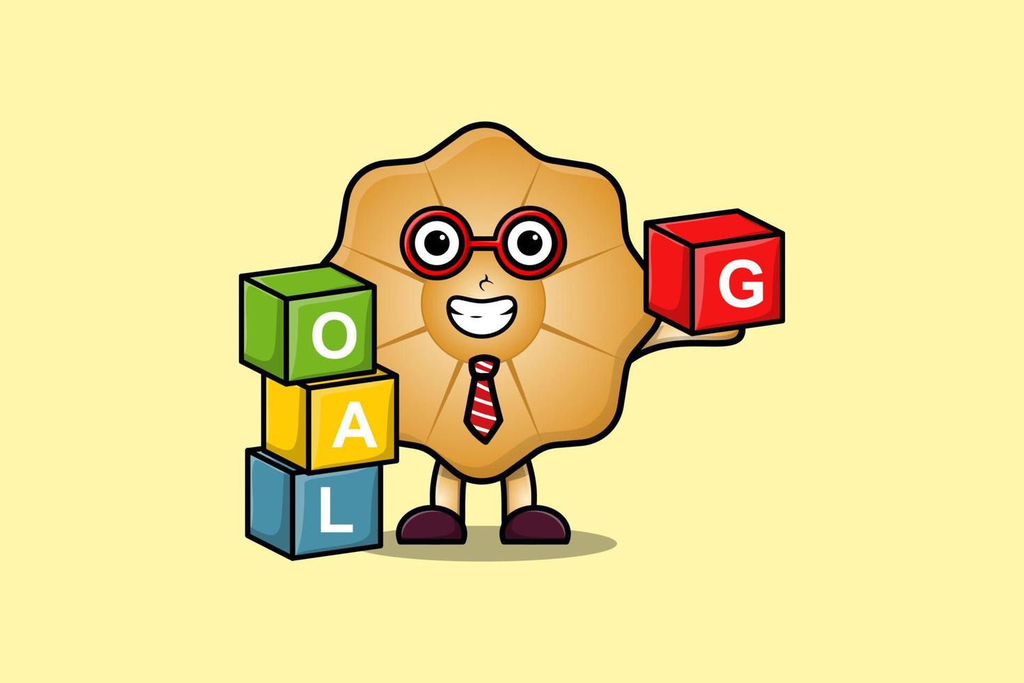 Cute cartoon Cookies businessman stacking goal box vector