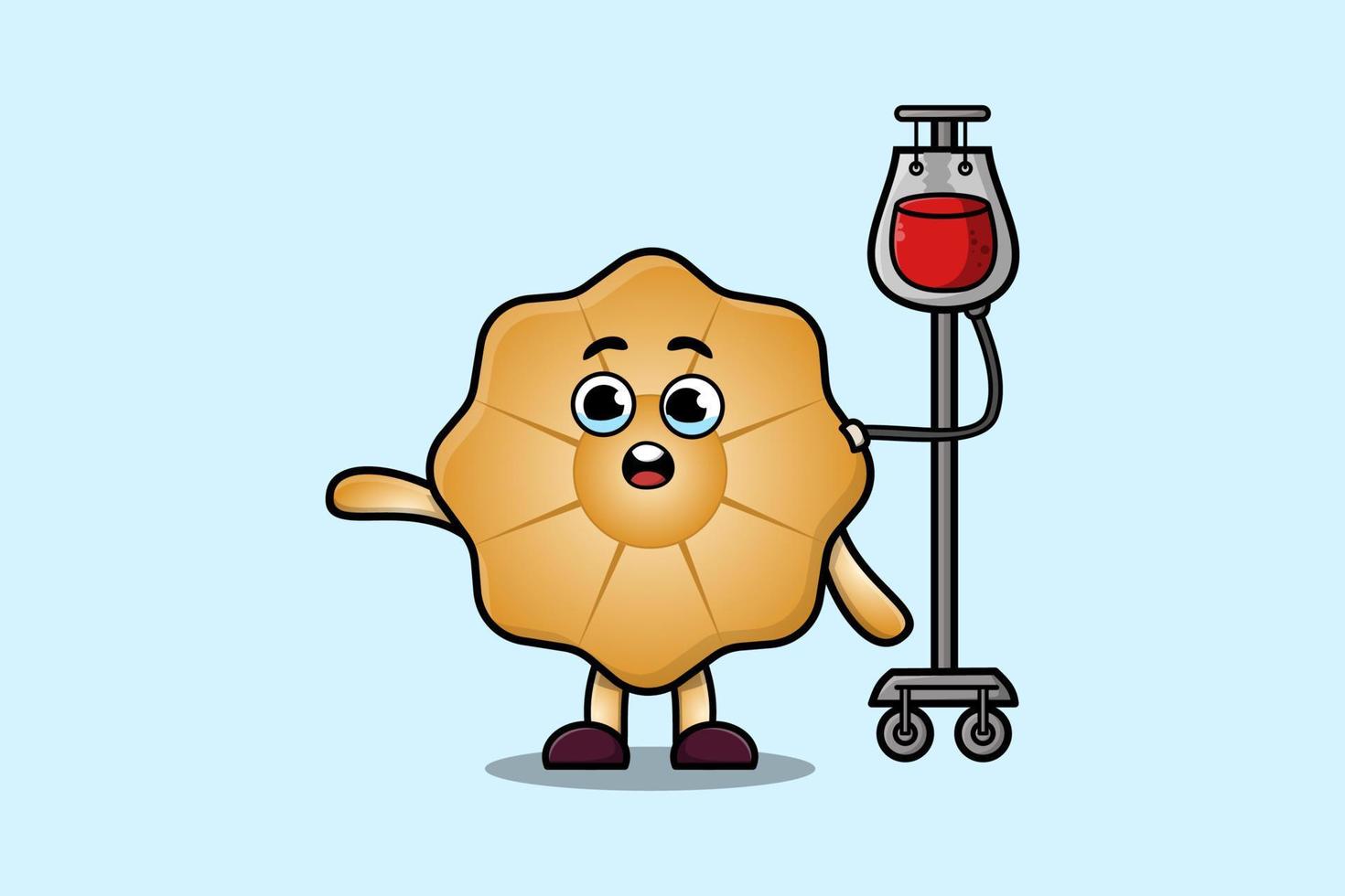 linda caricatura de galletas con transfusión de sangre vector