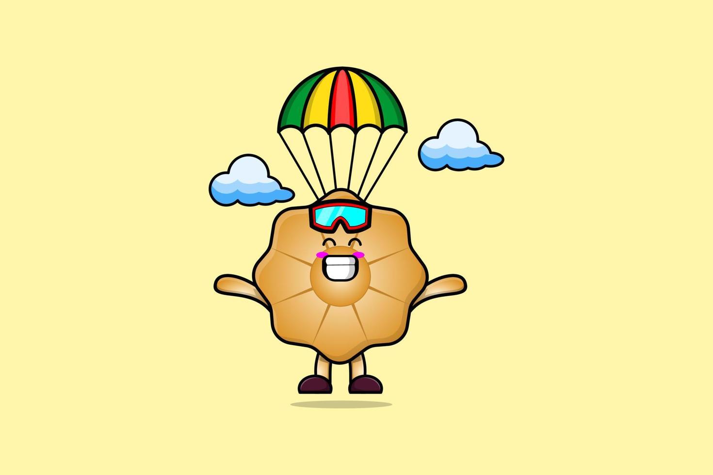 mascot cartoon Cookies is skydiving with parachute vector
