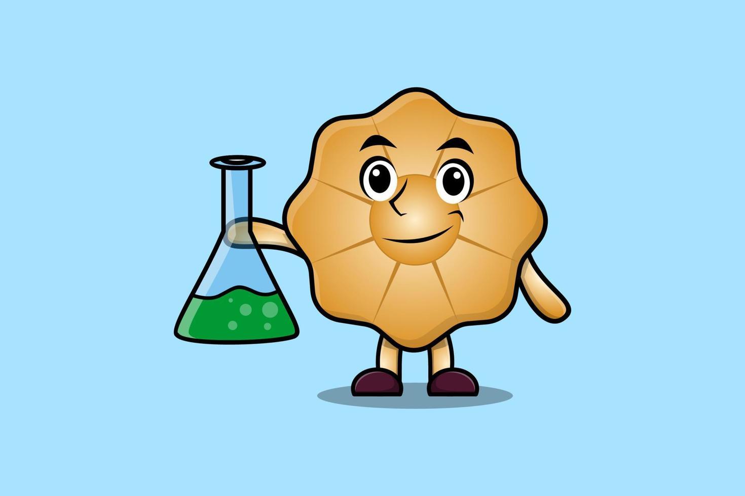 Cute cartoon mascot character Cookies as scientist vector