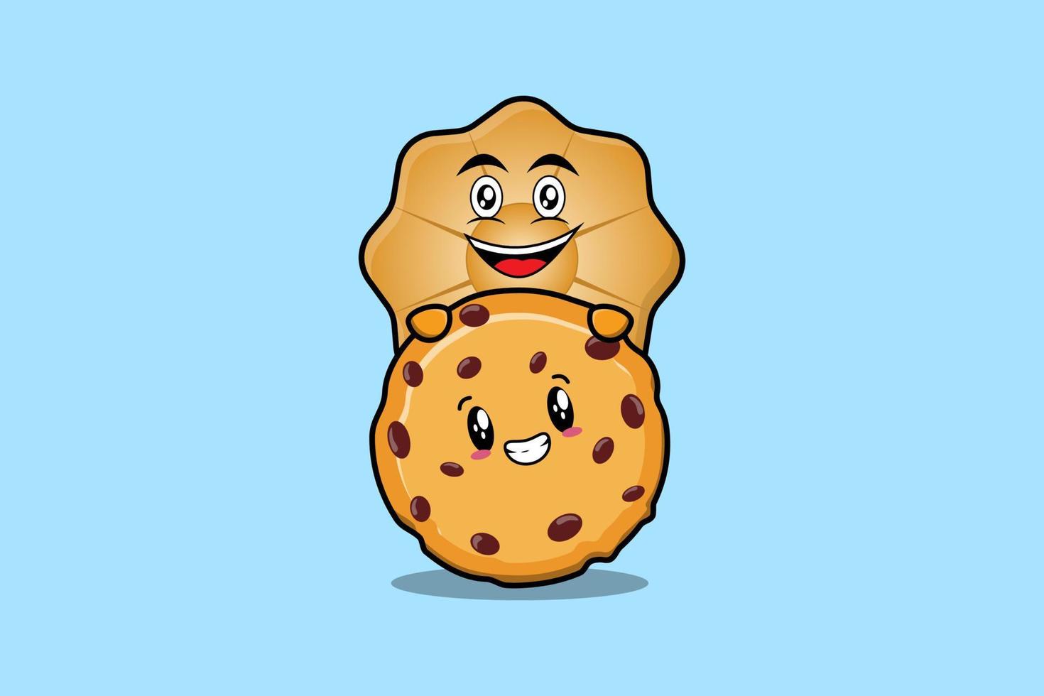 Cute Cookies cartoon character hiding in biscuits vector