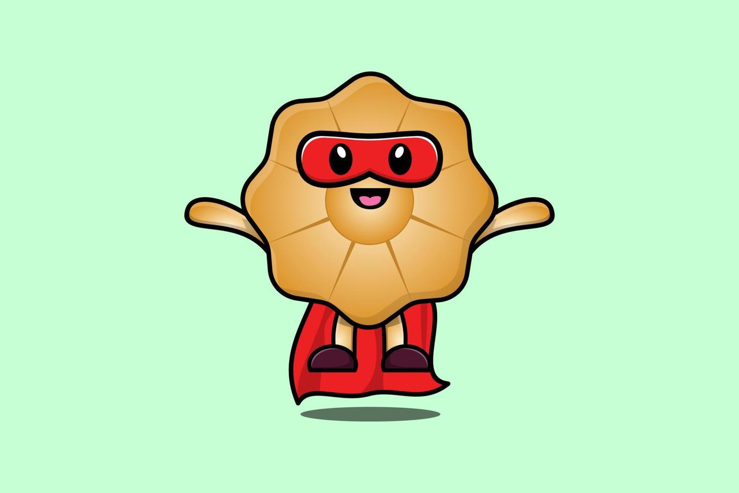 ilustración de mosca de personaje de superhéroe de galletas lindas vector