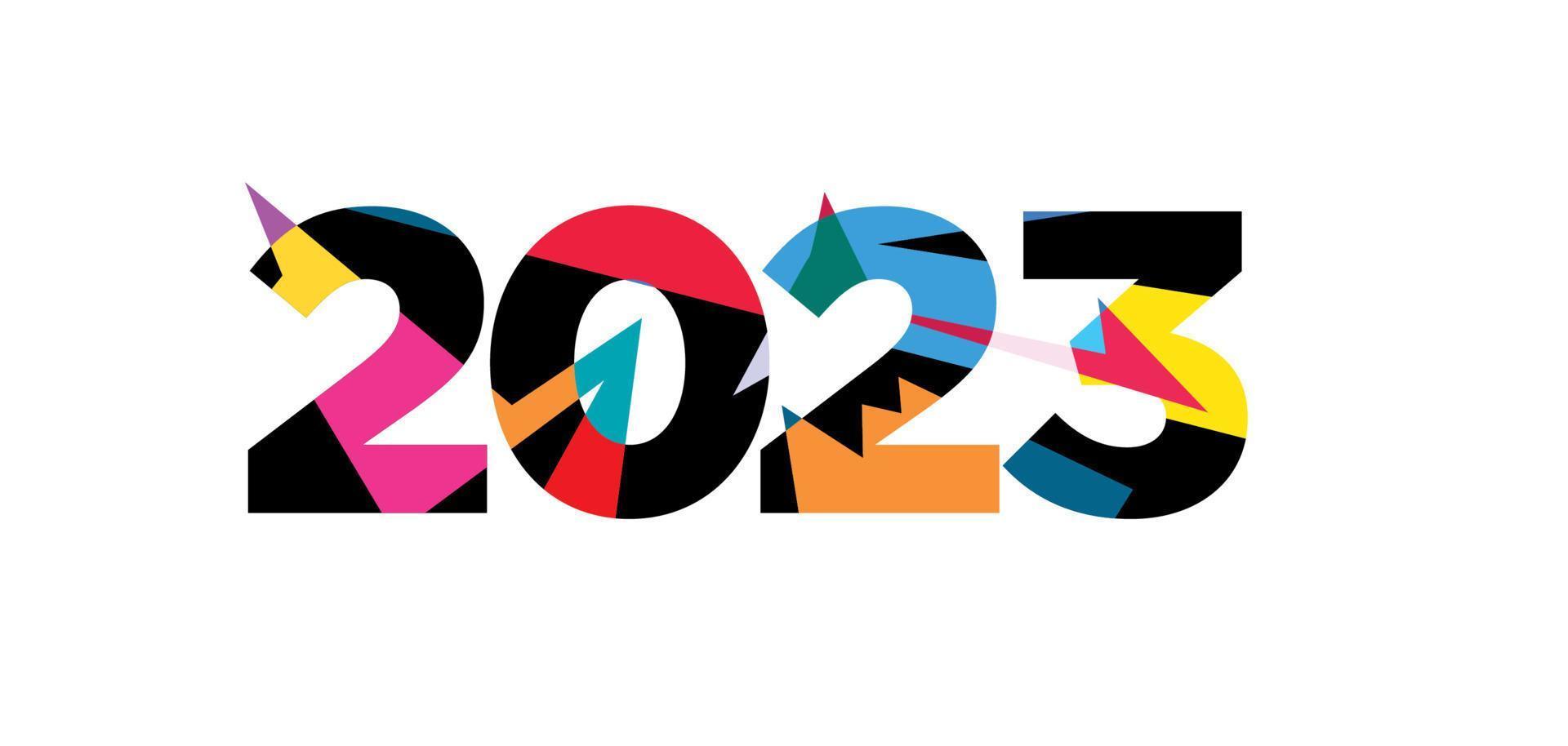 año nuevo 2023 letras vectoriales coloridas para título y título vector