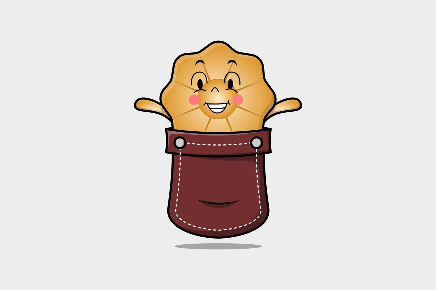 lindo personaje de dibujos animados de galletas fuera del bolsillo vector