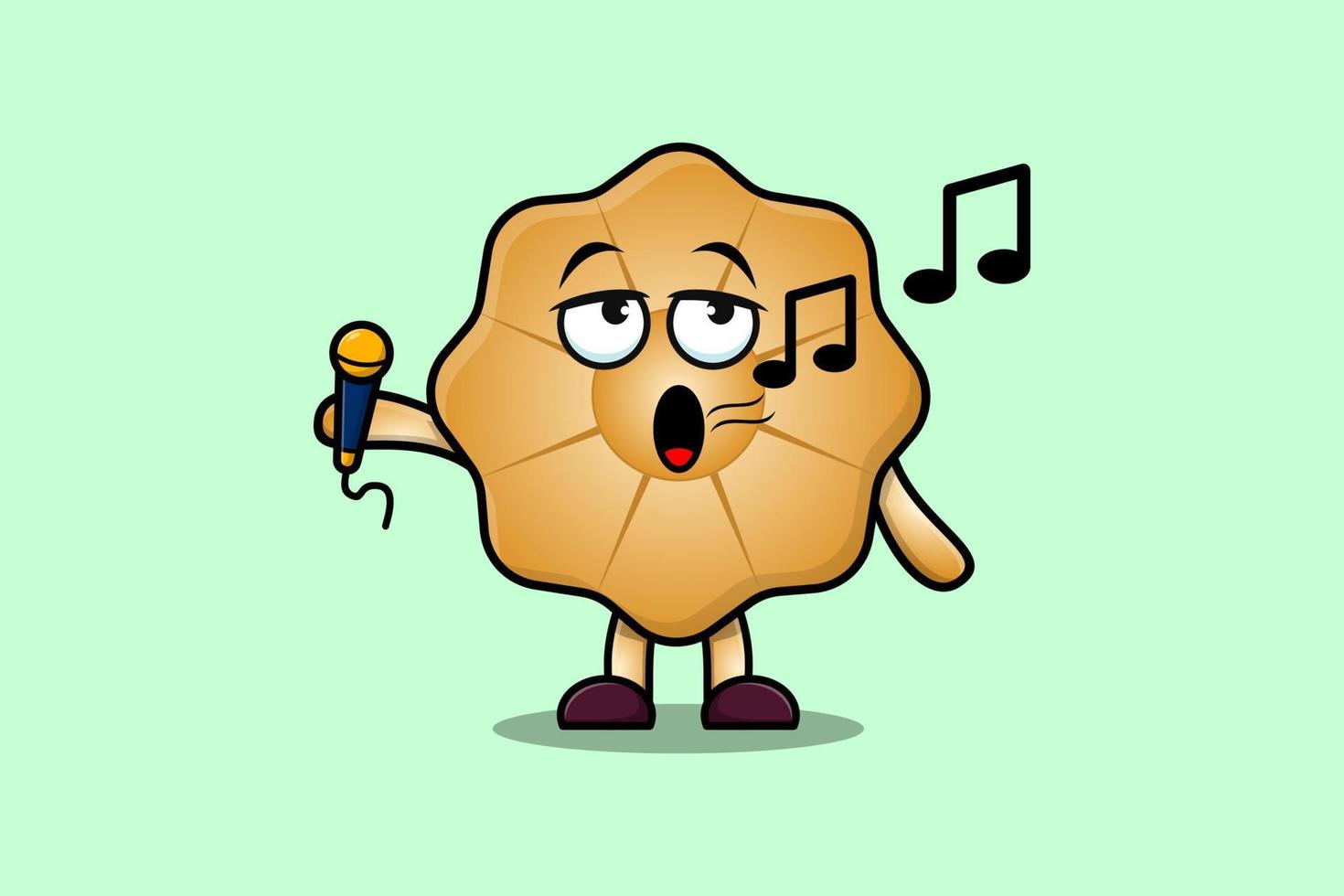 Cute cartoon Cookies singer character holding mic vector