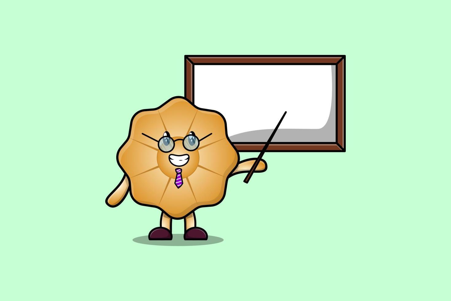 Cute cartoon Cookies teacher character teaching vector