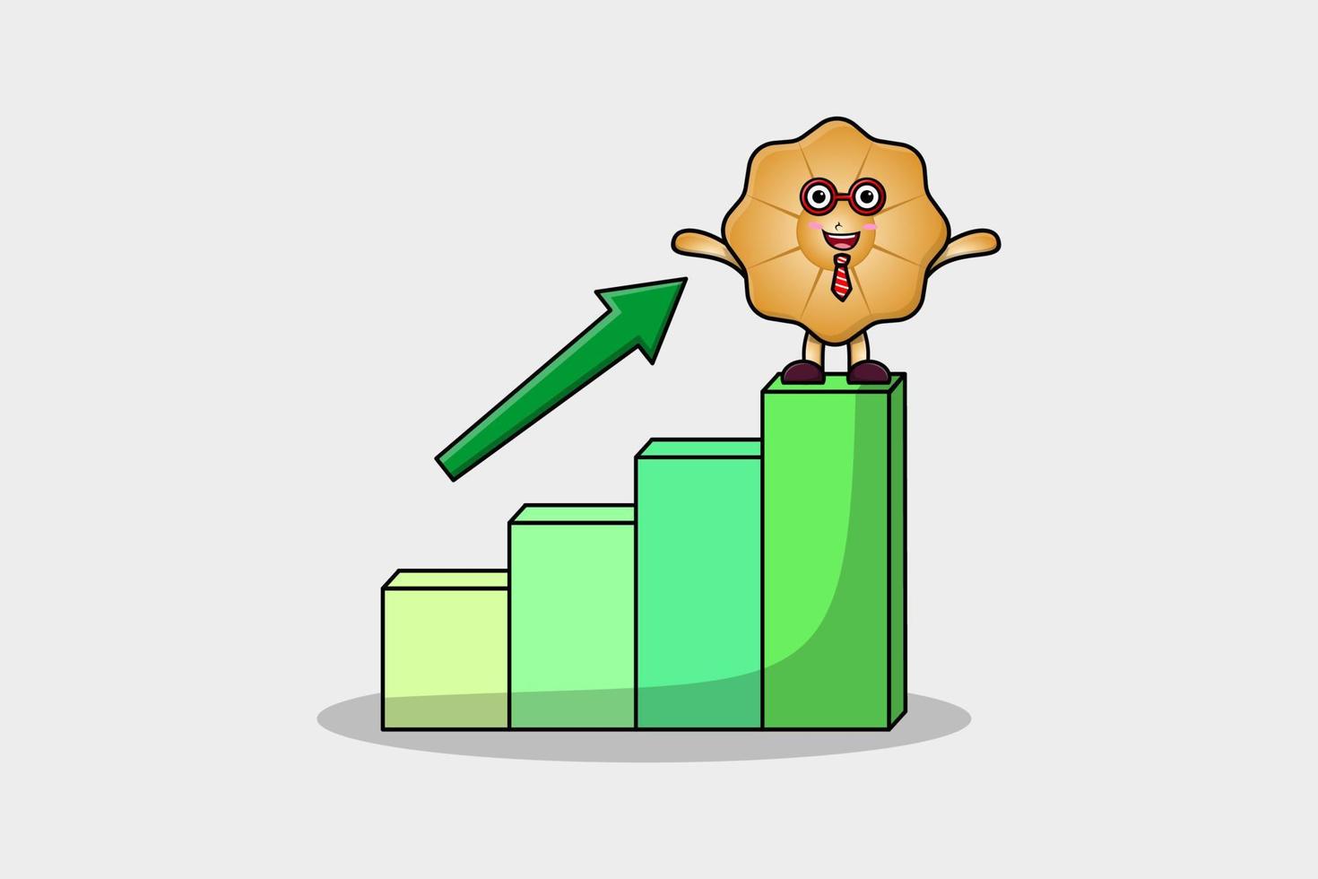 galletas lindo hombre de negocios con un gráfico de deflación vector