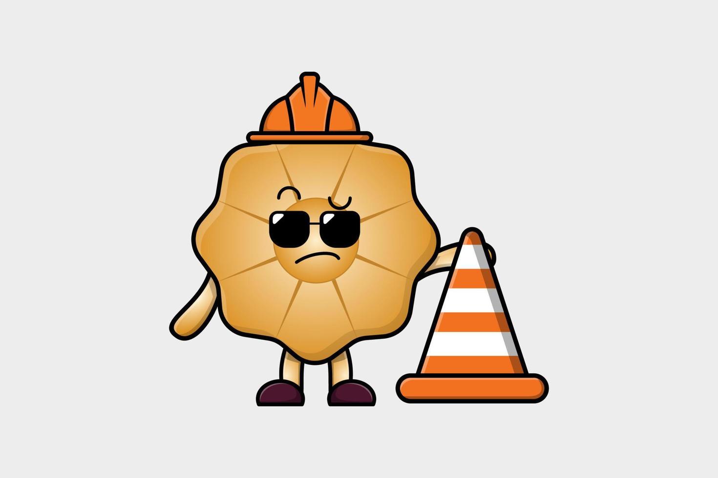 Construction worker Cookies cute character mascot vector