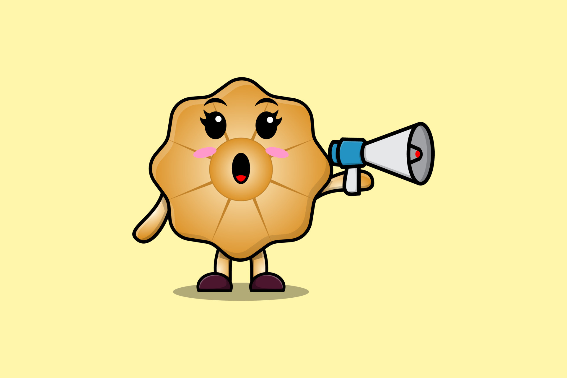 Cute Cartoon Cookies speak with megaphone 15835323 Vector Art at Vecteezy