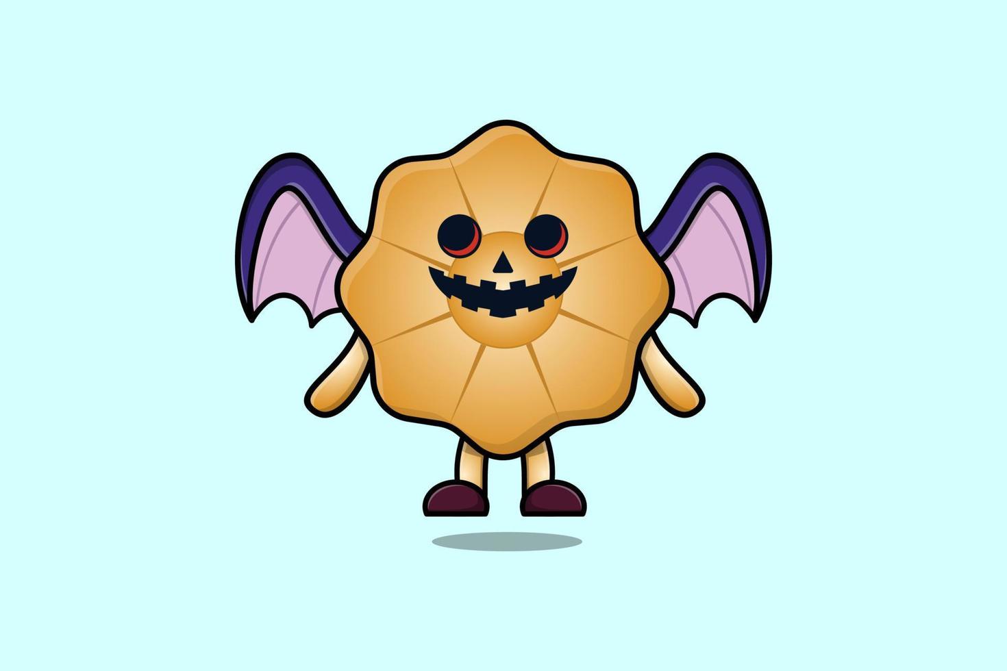 linda mascota dibujos animados galletas personaje miedo murciélagos vector