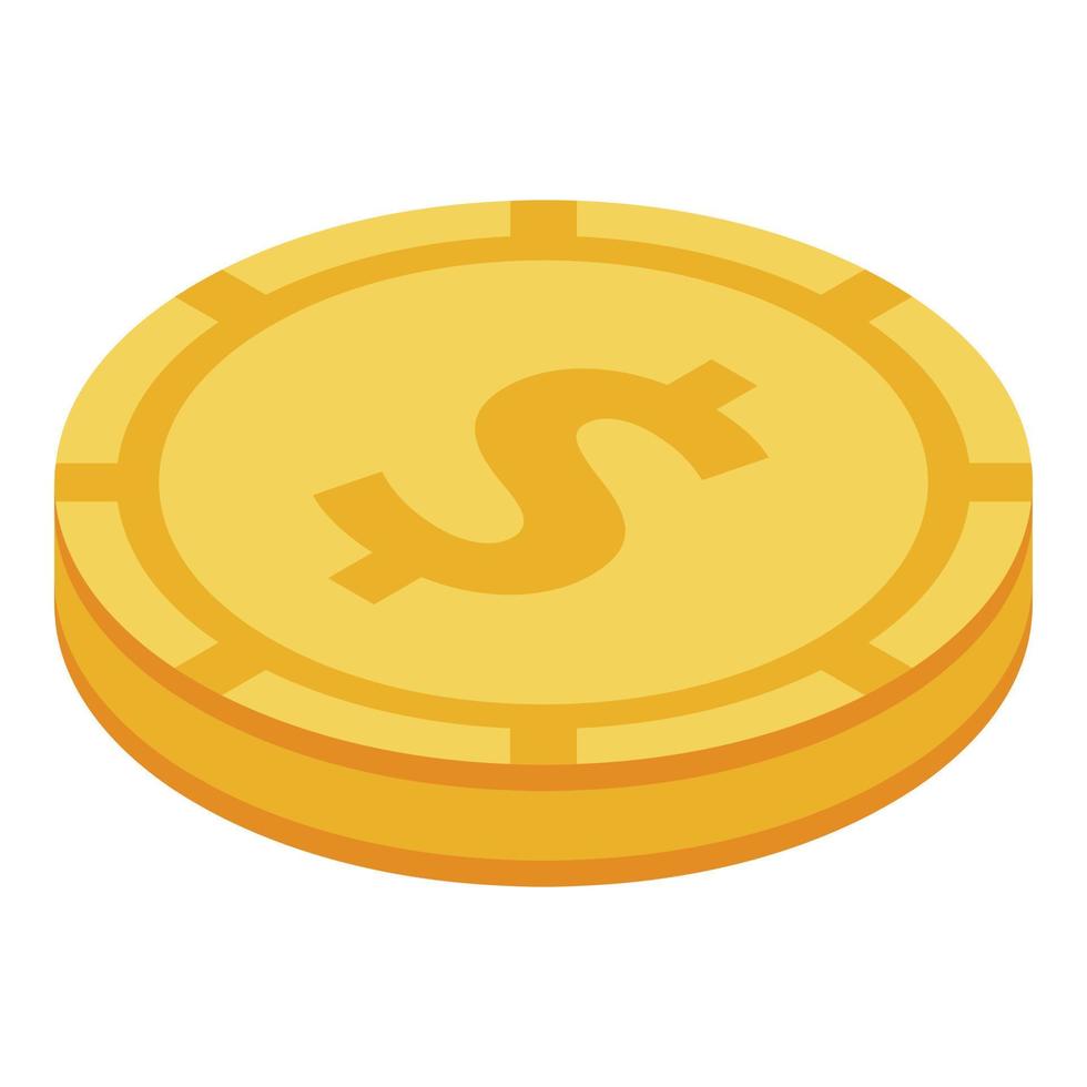 Dollar gold coin icon, isometric style vector