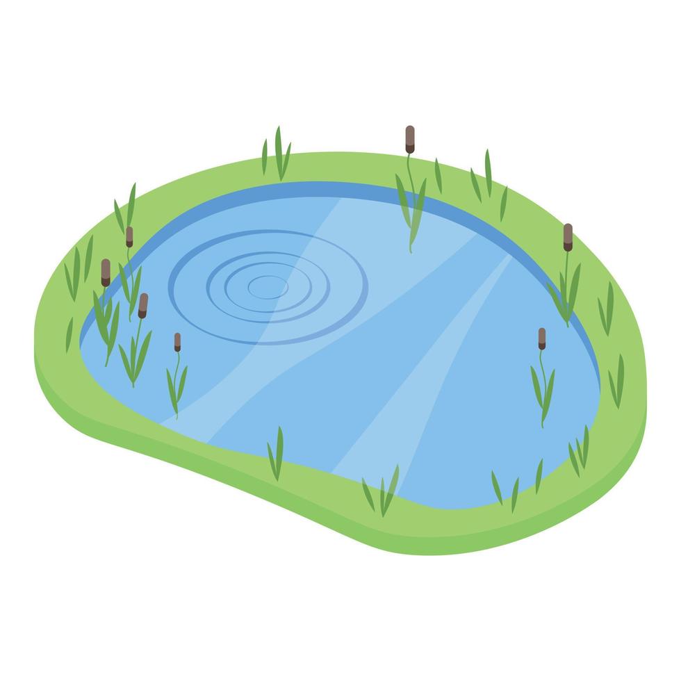 Lake icon, isometric style vector