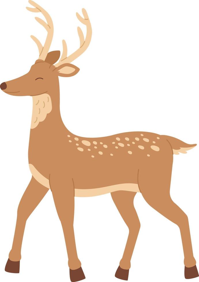 Cute Christmas deer. Stock vector illustration isolated on white background