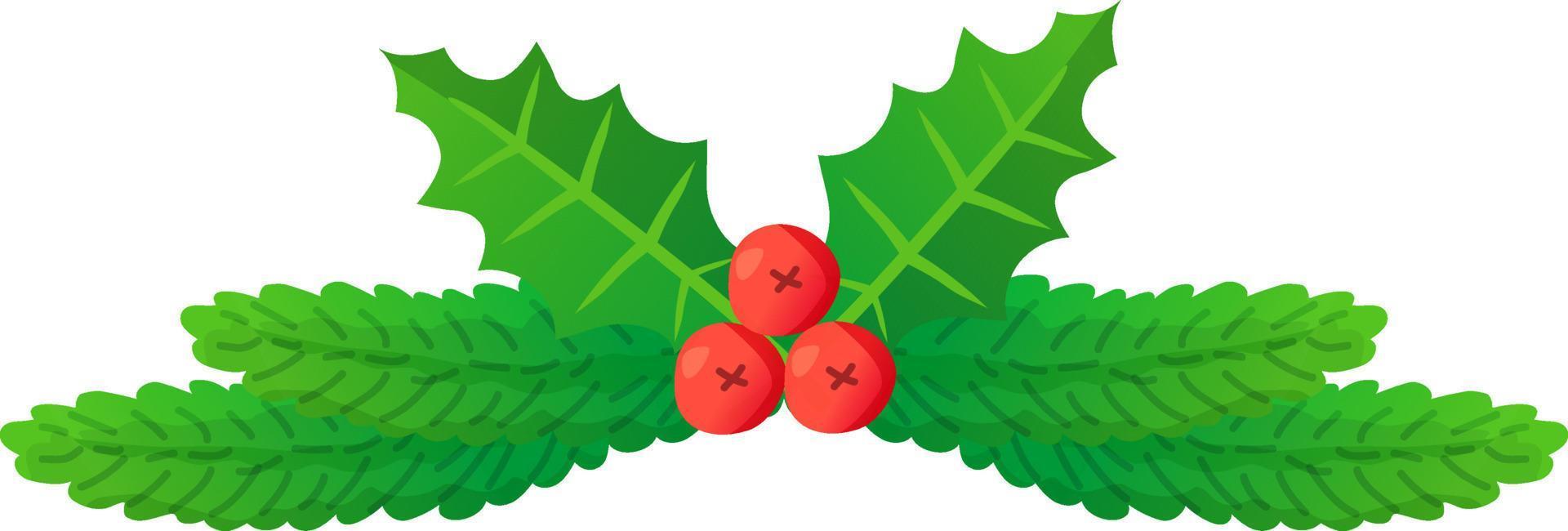 Christmas header or divider Pine branch holly fir bell flower balls vector