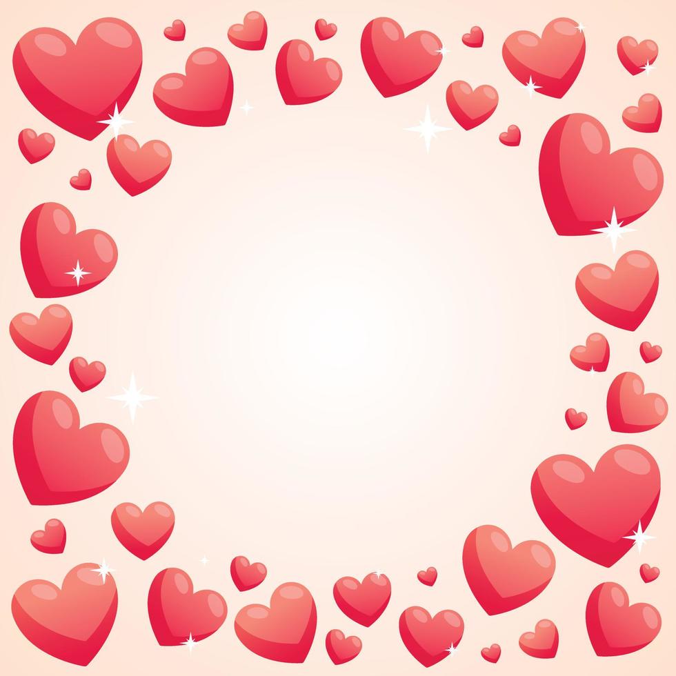 Vector banner or postcard for Valentines Day, frame of hearts.
