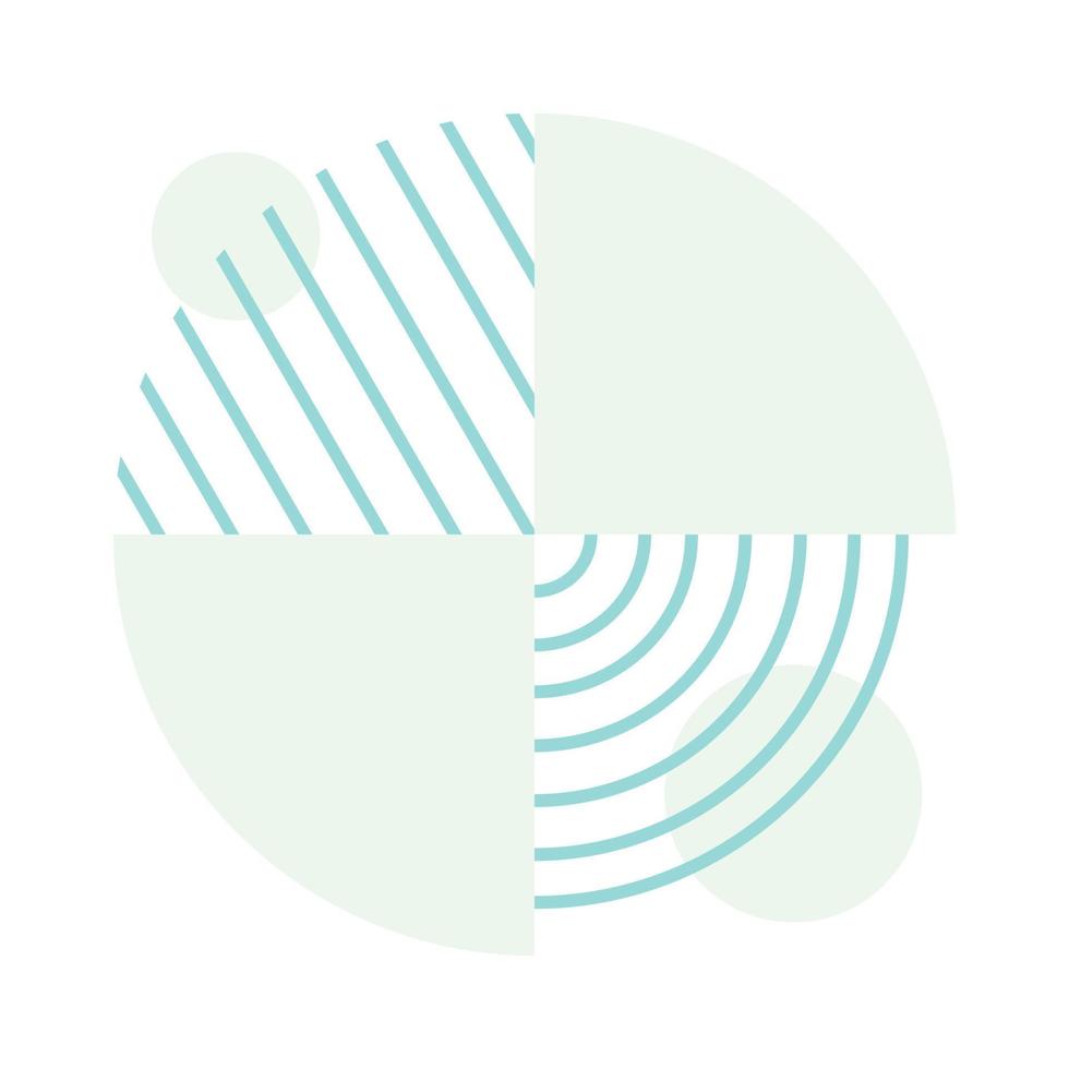 Vector isolated abstract illustration on white background. Geometric shapes and forms design element. A circle with a diagonal striped base.