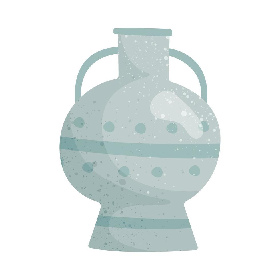 Vector isolated illustration on white background. A simple vase with a fancy shape decoration. Design element in flat style, attribute or decor of ancient Greece or Rome.