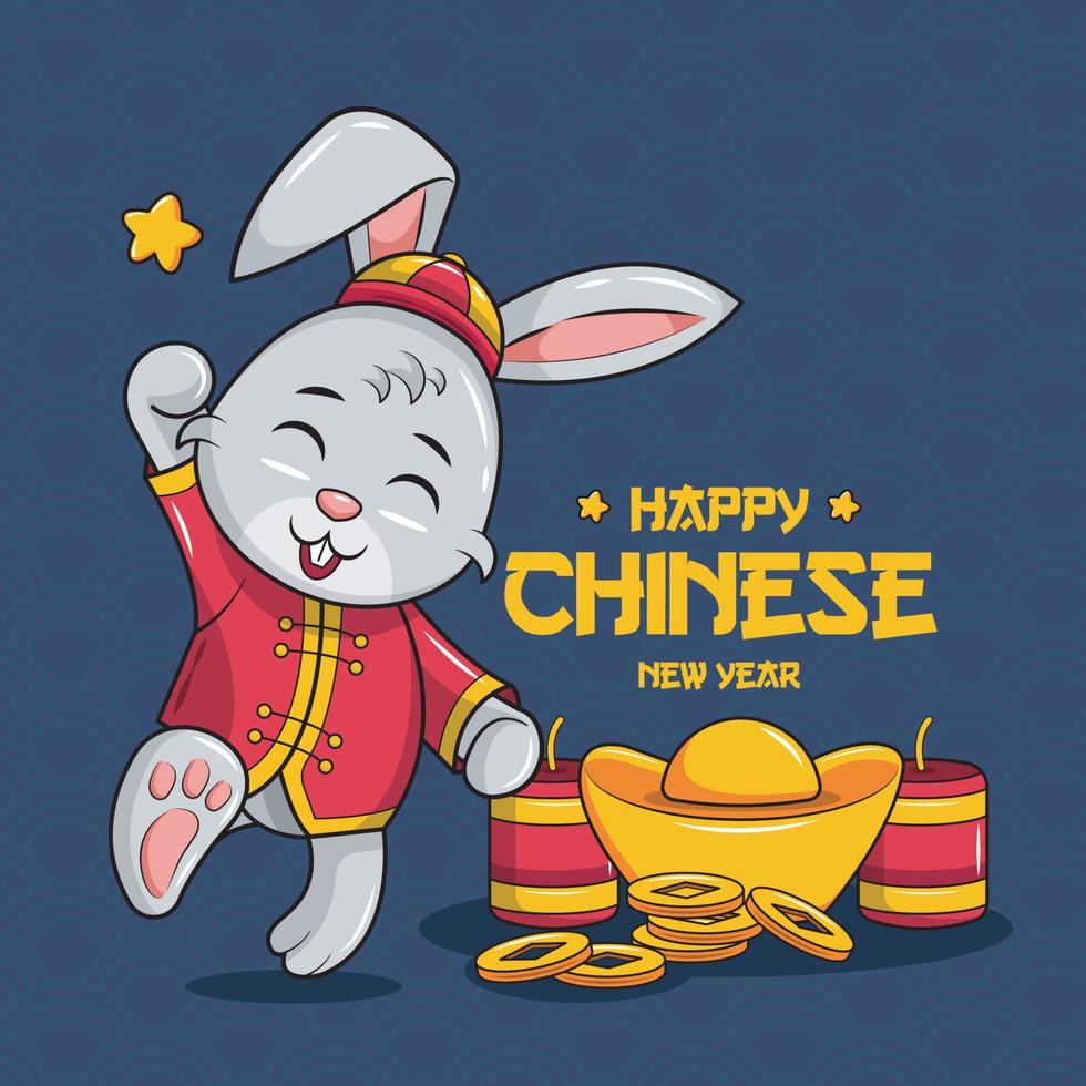 feliz año nuevo chino 2023. año del lindo conejo vector ilustración pro descargar