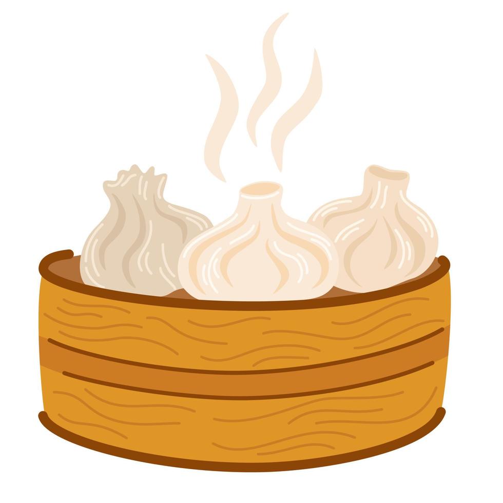 Japanese dumplings. Asian Food. Perfect for restaurant cafe and print menus. Vector hand draw cartoon illustration.